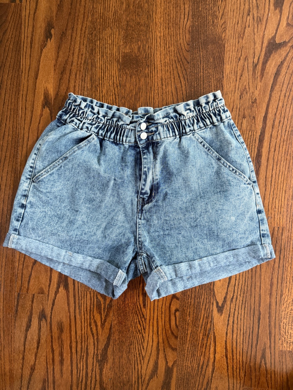 SHEIN Curve Light Blue Vintage Washed Denim Shorts